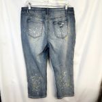 Cato  Size 14‎ Capri Jeans Cropped Blue Distressed Paint Splatter Mid Rise 1143 Photo 6