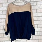 Karina Grimaldi Silk Colorblock Cream and Navy Blouse Size XS Photo 3