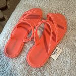 Olivia Miller Women's 9 Studded Jelly Slide Sandals Neon Coral Crossover Shoe Photo 8