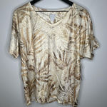 Chico's  Short Sleeve Palm Linen Shirt Chico’s Size 2 US Size 12 NWT Photo 0