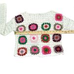 Debut  Women’s Crochet Multi Colored Bohemian Festival Cropped Blouse Size XS Photo 6