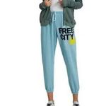 Free City Cotton Logo Sweatpants Joggers Light Blue Yellow Bird Size Medium Photo 1