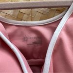 Aerie  offline lowkey longline sports bra crop top pink‎ and white Photo 2