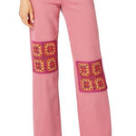Judy Blue  NEW Wide Leg Pink Crochet Jeans Photo 0