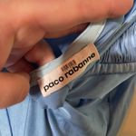 Paco Rabanne Blue Metallic Puff Sleeve Ruffle Hem Mini Party Dress sz 42 10 Photo 2