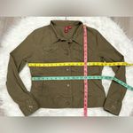 SO  Women’s Corduroy Moto Jacket Army Green Pockets Size L Photo 2