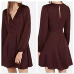 EXPRESS  Cabernet Dress Surplice Fit and Flare Long Sleeve Size Large NEW Photo 9