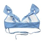 Aerie Bikini Top Gingham Plaid Stripe Ruffle Wrap Blue White XXL Photo 1