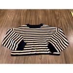 Beach Riot Ava Pullover Stripes Cropped Metallic Gold Acrylic lounge Sweater XL Photo 1