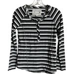 Adventura Organic Cotton Henley Long Sleeve Black White Striped Top Size XS Photo 1