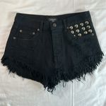 Necessary Clothing Jean Shorts Silver Studs Black Denim shorts, Size Small‎ Photo 0