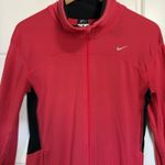 Nike Dri Fit Womens Full Zip Jacket Red Black Athletic Workout Size S Thumbholes Photo 3