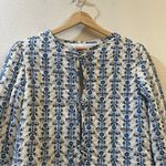 CAROLINE CONSTAS Quilted Linen Blend Jacket White/Blue Floral Small NWT Luxury Blue Photo 2