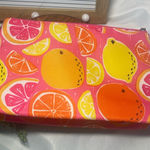 Clinique Cosmetic Bag Citrus Print Makeup Pouch Travel Zipper NWOT Photo 0