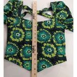 Free People  Retro Hippie Green Square Neck Puff Sleeve Bandana Original! Small Photo 8