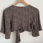 American Eagle  Leopard Print Tie Front Crop Top Trendy Festival XS Photo 5