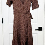 Bobeau  Leopard Print Midi Wrap‎ Dress Rust Size Small Photo 0