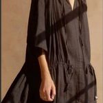 Brochu Walker Black St. Tropez Waist Chest Tie Eyelet Collar Oversized Dress M Photo 3