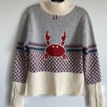 Thom Browne Crab Toy Icon Tweed V Neck Pullover White Photo 0