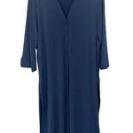 Chico's Navy Blue Button Front Long Line Shirt Cardigan Sz 16P Photo 6
