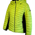 Calvin Klein  Women Performance Puffer Jacket XL Mixed Media Neon Yellow Black Photo 0