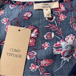 Como vintage Red White and Blue Floral Print Lightweight Popover Women’s Size M Photo 4
