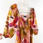 Kourt Robbie Floral Puff Sleeve Mini Dress Red Pink Orange Small Photo 4