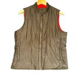 Ralph Lauren  Quilted Vest Womens Medium Reversible Green Orange Suede Trim Horse Photo 0