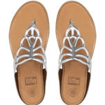 FitFlop  Bumble Silver Mirror Leather Toe Post Slip On Wedge Sandals- Size 7 & 38 Photo 0