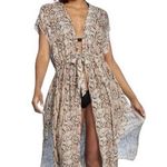 Kona Sol Snakeskin Print Tie Front Midi Kimono Coverup New Photo 0