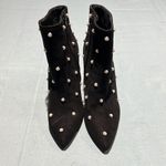 Lulu’s Black Suede High Heel Ankle Boots With Pearls B74 Black Size 7 Photo 2