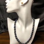 Hand Knotted PEACOCK PEARLS w Sterling Silver Lobster Claw Clasp 18 inches long Gray Photo 13