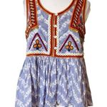 Indigo Moon Top Bohemian Embroidered Beaded and Coin Details Size medium Anthro Blue Photo 0