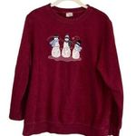 Snowman Maroon Holiday Crewneck Women’s Size Large Comfortable Christmas Sweater Red Photo 0