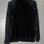 Belldini Black Sweater Women’s Size M – Lace & Sequin Sheer Sleeve Knit Top Size M Photo 0