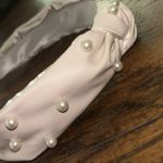 Ivory Vegan Leather Faux Pearl Embellished Bohemian Knotted Headband NEW White Photo 7
