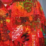 Chico's Chico’s Orange Multicolor Corduroy Button Down Long Sleeve Shirt Jacket Medium Photo 3