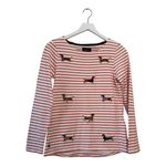 Joules Striped Dachshund Embroidered Long Sleeve Top US 4 Red White Cotton Photo 8