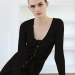 ZARA Black Long Knit Dress with Pockets Photo 5