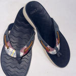 Sperry Women's Seafish Leather Flip Flop Sandals Blue Plaid Nautical Shoes Sz 7 Photo 0