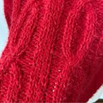 Cupcake Clothing Co. Solid Red Cable Knit V-Neck Cropped Sweater Photo 6