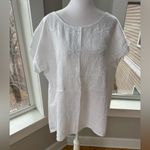 TERZO MILLENNIO White Embroidered Italian Linen Tunic Top Size Small Photo 5