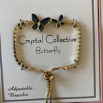 NWT 14k Gold Plated Crystal Butterfly Mommy & Me Adjustable Bracelet Photo 1