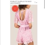 Francesca’s Medium Pink Floral Lace Short Sleeve Short Romper Jumpsuit‎ Photo 4
