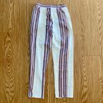 Cherry Paris Striped Pink & White Drawstring Lounge Pants Womens Medium Photo 6