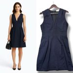Adam Lippes ADAM by Adam Lippes Denim Dress 10 Made in NYC Deep V Sleeveless Fit Flare Chic Photo 1