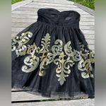 Jun & Ivy Strapless Party Dress Black Tulle & Gold Sequins Size Medium whimsy Photo 2