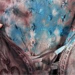 Y2K Lapogee Tie Dye Applique Smocked Flowy Asymmetric Midi Tank Dress One Size Blue Size undefined Photo 5