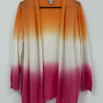 Chico's  Vibrant Orange, White and Pink Ombre Knit Long Sleeve Cardigan. Size XL Photo 0