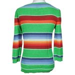 CHAPS Sweater Size Small Linen Blend Green Serape Stripe Southwestern Santa Fe Photo 1